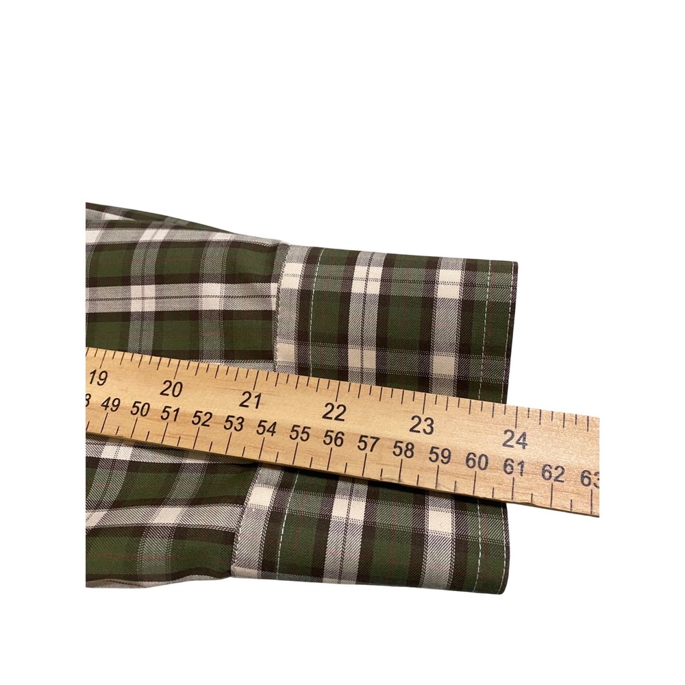 Cabelas Outfitter Series Mens XL Tall Green Plaid Button Down Shirt Long Sleeve - Picture 4 of 7
